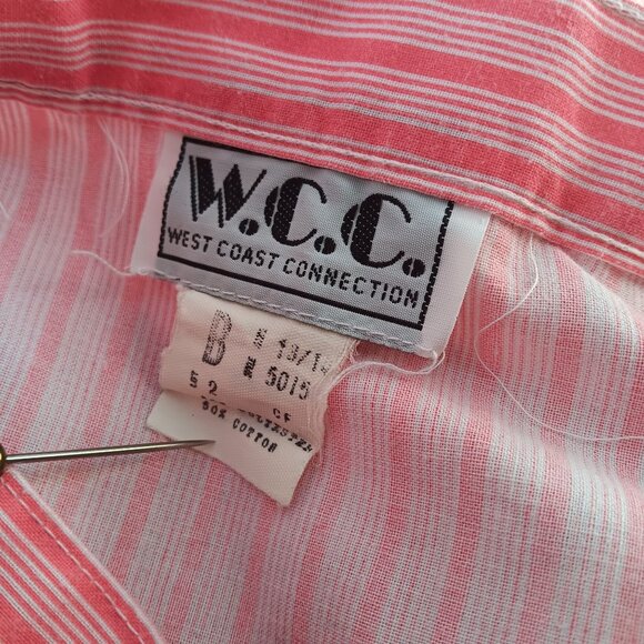 Vintage 1980's 13/14 30W Skirt Pink  White Striped W.C.C. Womens Midi - Picture 8 of 8
